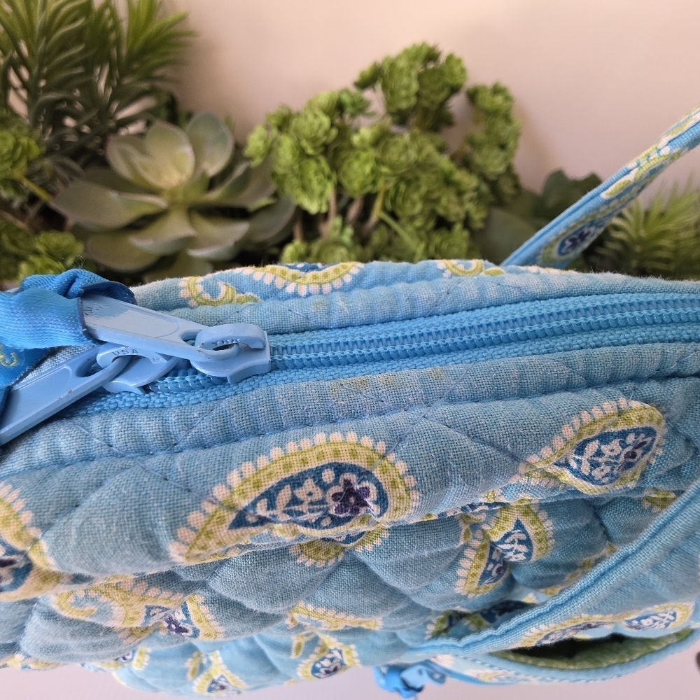 Vera Bradley Bermuda Blue Paisley Quilted Cotton Tote Messenger Laptop Bag - Picture 8 of 13